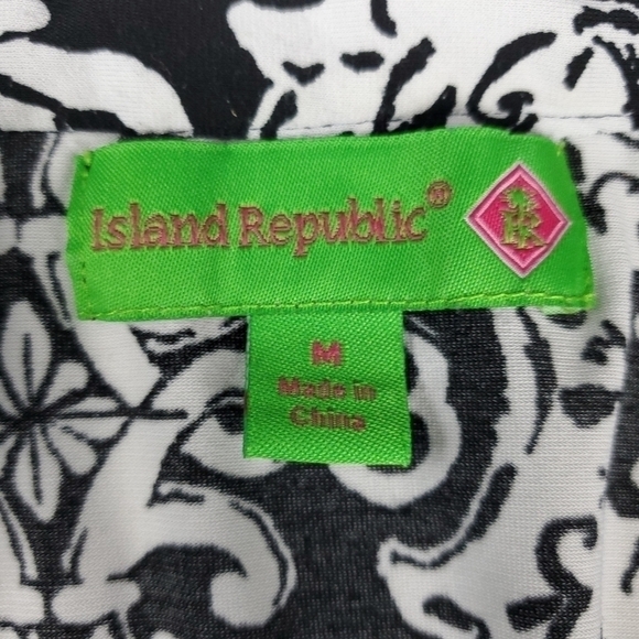 Island Republic Blk Wht Blue Boho Tunic Top Med - Picture 13 of 15